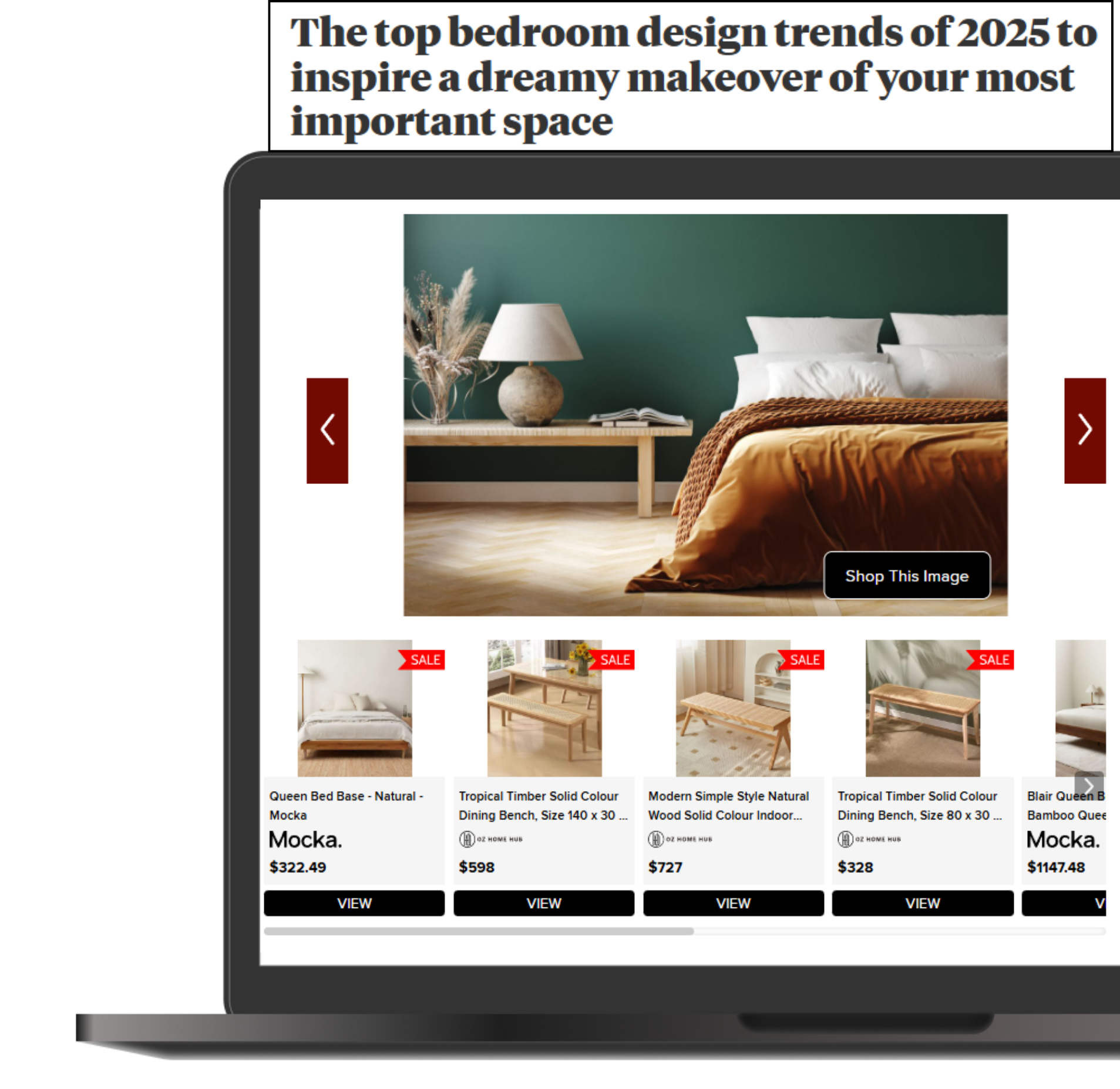 Oz Home Hub matched in a 9Honey bedroom trends article