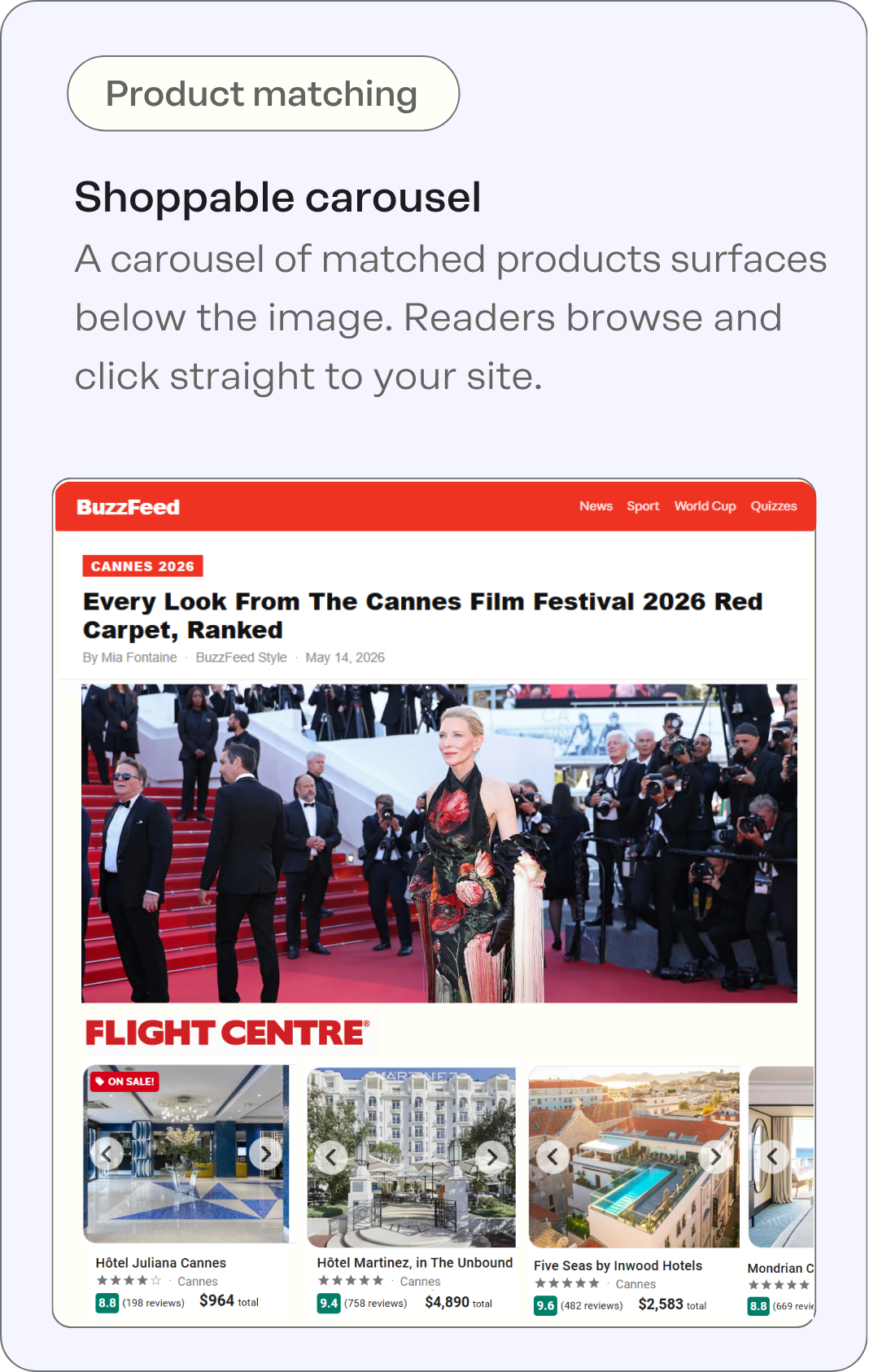 Shoppable product carousel